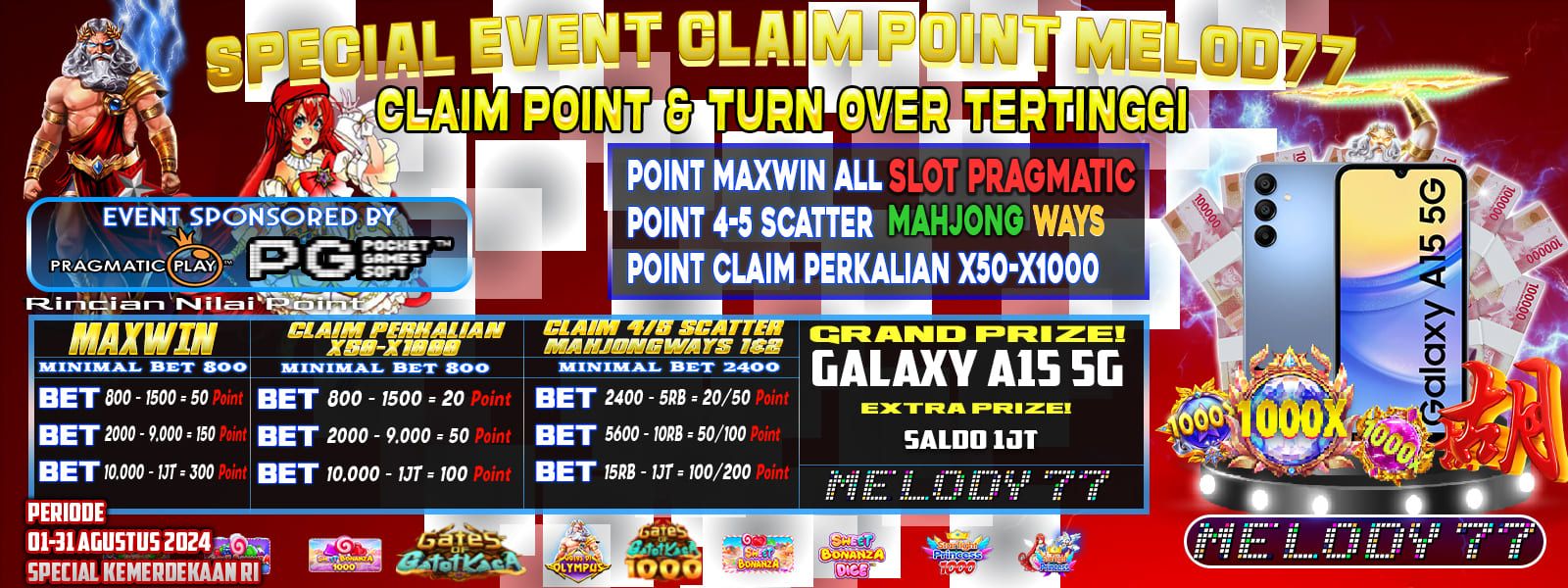 event claim point melody77 AGUSTUS