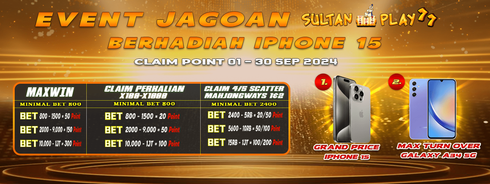 EVENT CLAIM POINT & TURN OVER SULTANPLAY77 SEPTEMBER