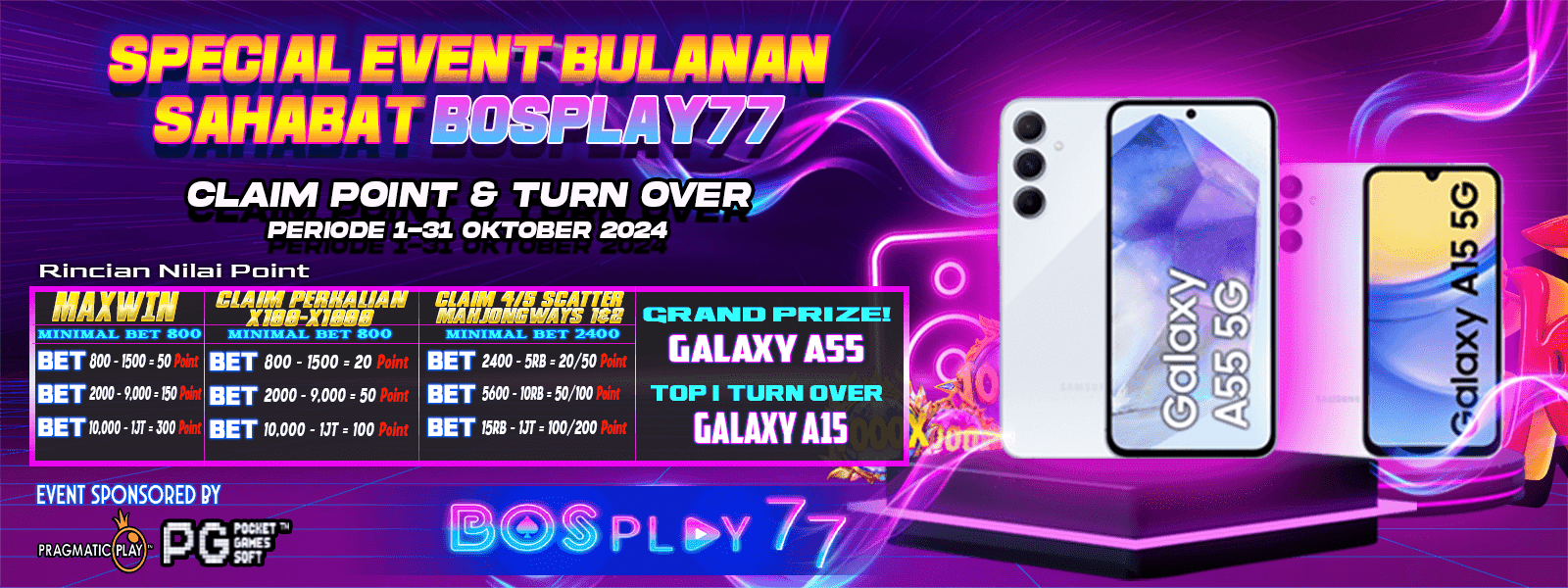 EVENT CLAIM POINT BOSPLAY77 OKTOBER